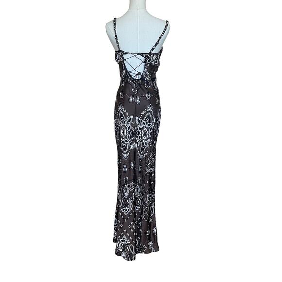 Sandro Brown Bandana Maxi Slip Dress Size 4 Cowgirl Western Corset Designer $455 - Picture 10 of 13